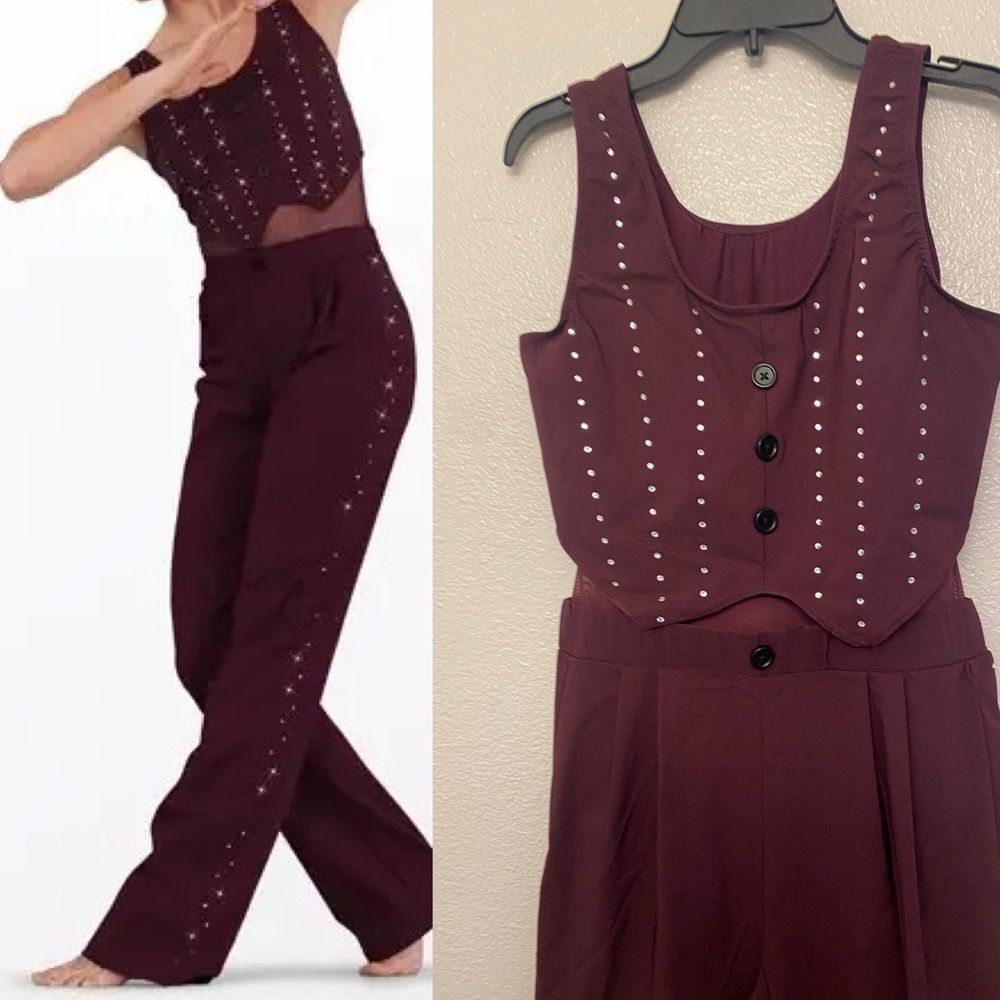 WEISSMAN Dance Costume menswear Take On Me
15754 burgundy vest jumpsuit SA adult